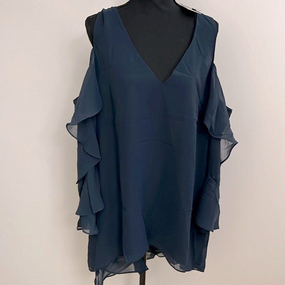 NWT City Chic hi lo cold shoulder top navy sz 20 NEW